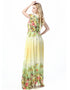 Chiffon Short-Sleeved Swing Dress with flowers Print